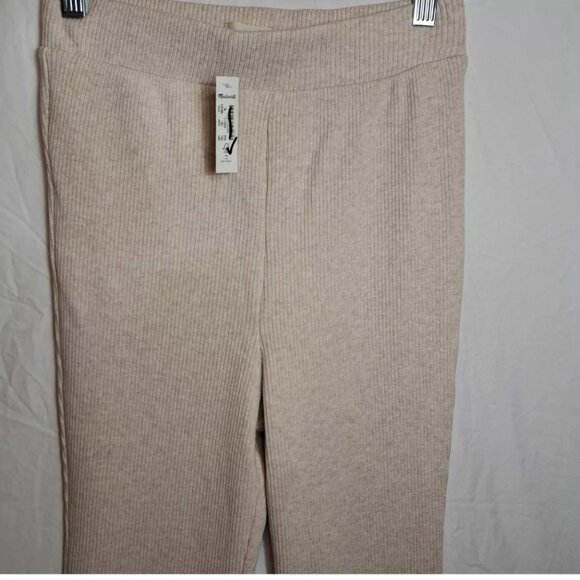 Madewell Ribbed Pull On Flare Pants Heather Summer Dune Tan Knit Womens M NM352 - Picture 4 of 8